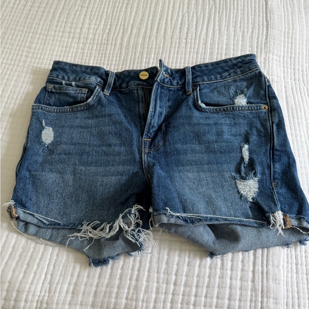 Frame Le Grand Garçon Raw Hem Size 24 Jean Shorts